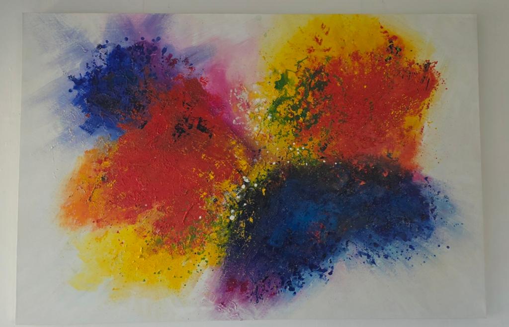 Kleurrijk Schilderij - Modern Kunstwerk 180×120cm - T.E.A.B., Antiek en Kunst, Ophalen