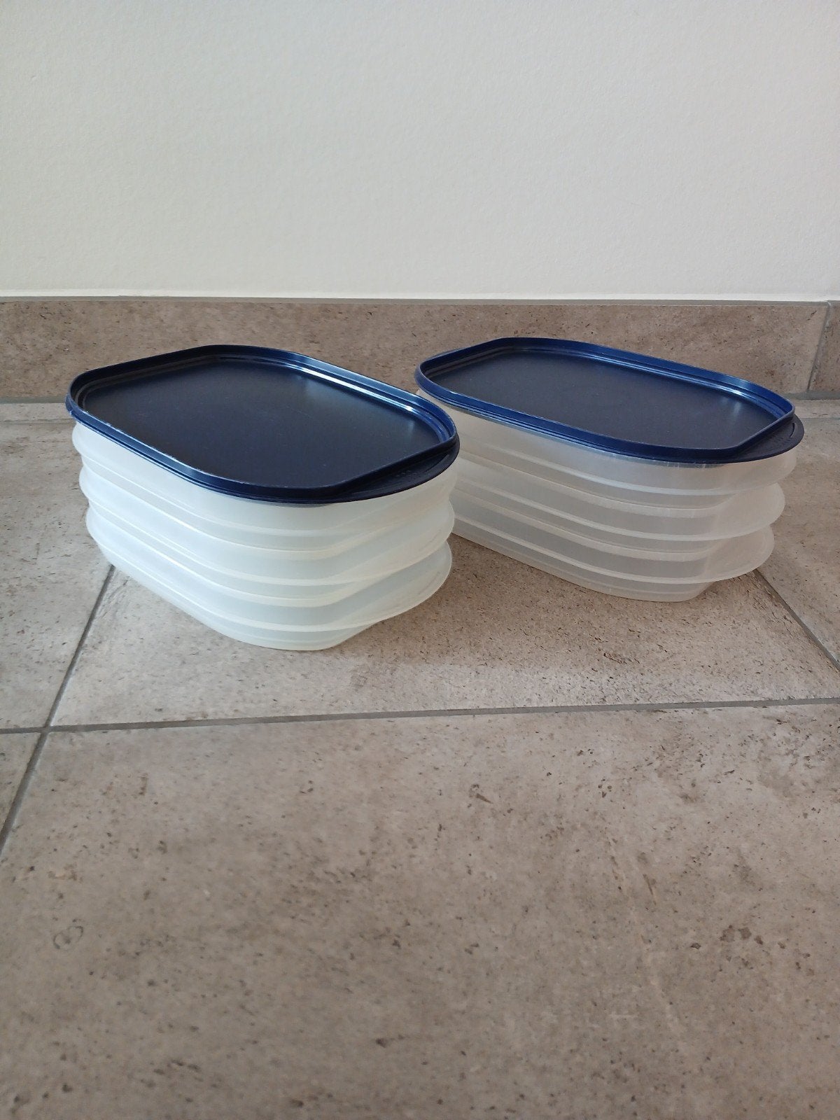 Tupperware vleeswarendoos, vleeswarentrio, beleg/kaasdoos, Gebruikt, Blauw, Overige typen, Ophalen of Verzenden