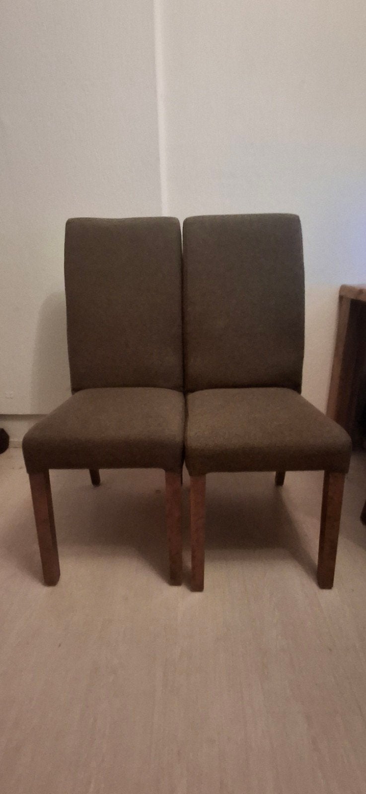 Set van 2 bruine eetkamerstoelen, Ophalen, Gebruikt, Twee, Bruin