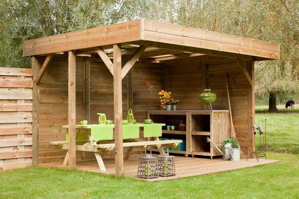 Buitenverblijf Afmeting: 356 x 297 x 260 cm, Tuin en Terras, Palen, Balken en Planken, Ophalen, Nieuw, 250 cm of meer, Planken