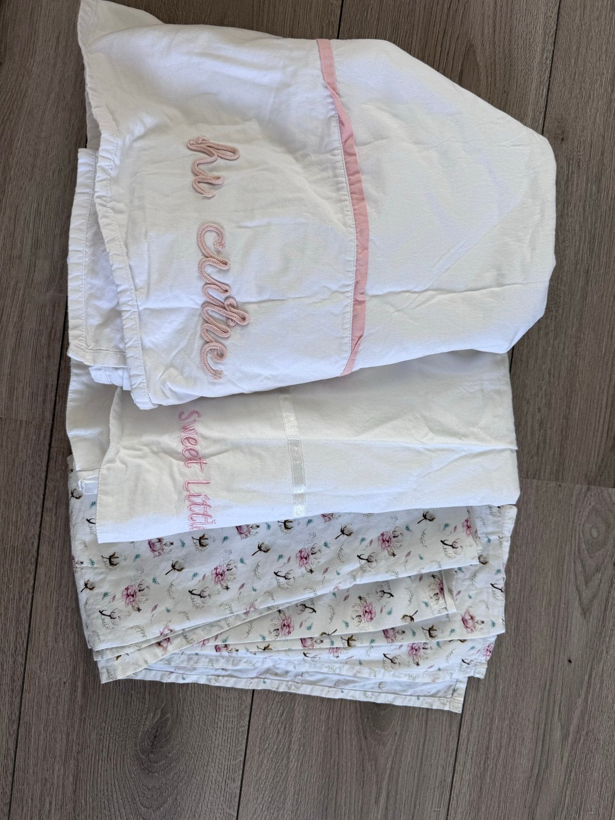 Baby laken set van 3 - Wit/Roze, Kinderen en Baby's, Ophalen, Gebruikt, Meisje, Wit