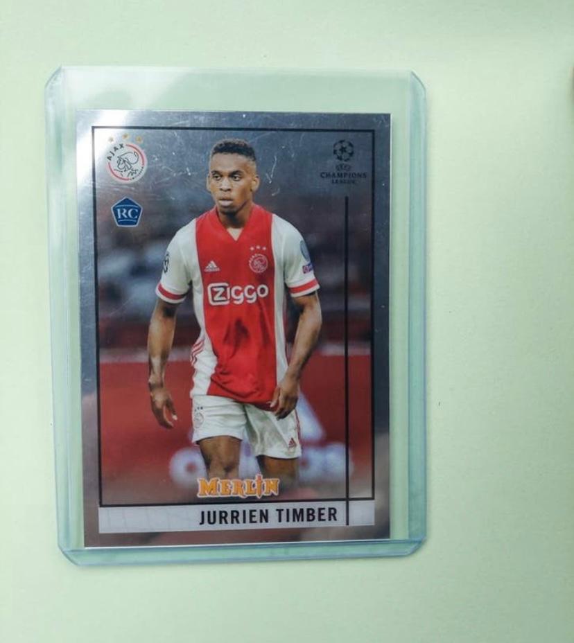 Rookie card Jurrien Timber Ajax Champions League, Ophalen of Verzenden, Zo goed als nieuw, Plaatje