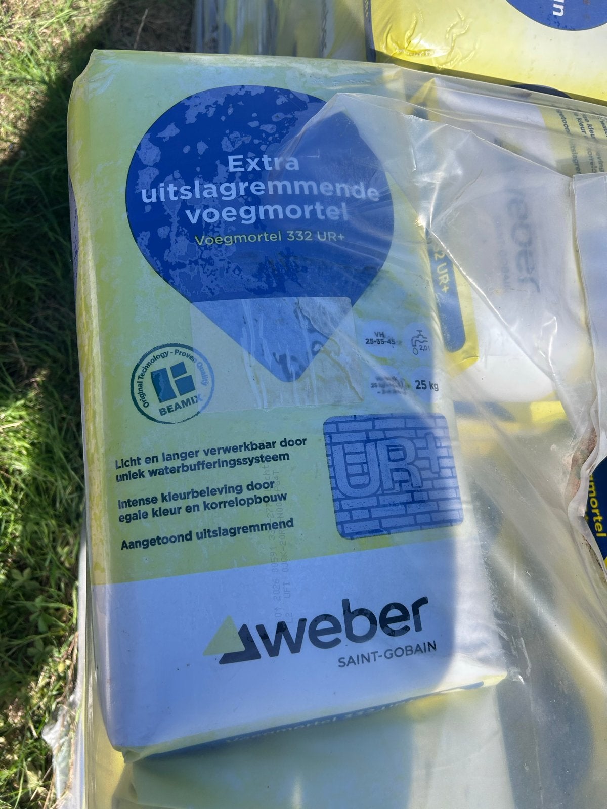 Nieuwe Weber Beamix Voegmortel 332 UR+ 25 kg - Lichtgrijs, Doe-het-zelf en Verbouw, Ophalen of Verzenden, Nieuw, Overige typen