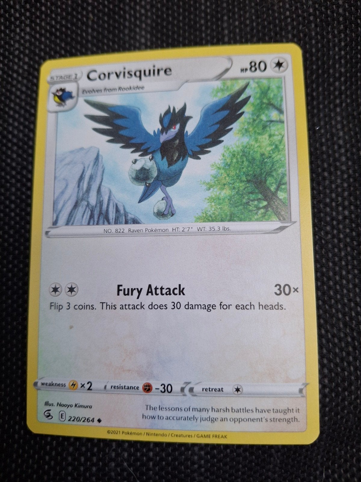 Corvisquire Pokémon Kaart - Zeldzaam en in Topstaat!, Ophalen of Verzenden, Zo goed als nieuw, Losse kaart