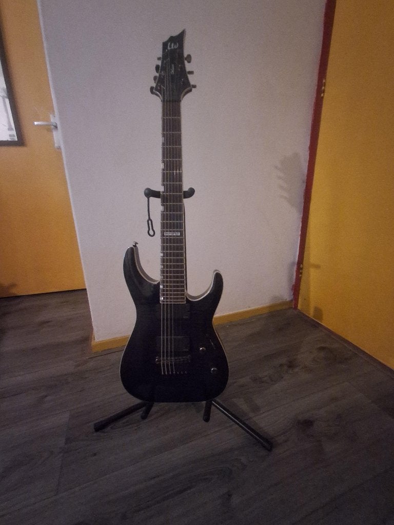 ESP LTD H-1007 Deluxe See Thru Black 7-snarige gitaar, Muziek en Instrumenten, Ophalen, Zo goed als nieuw, Solid body, Overige merken