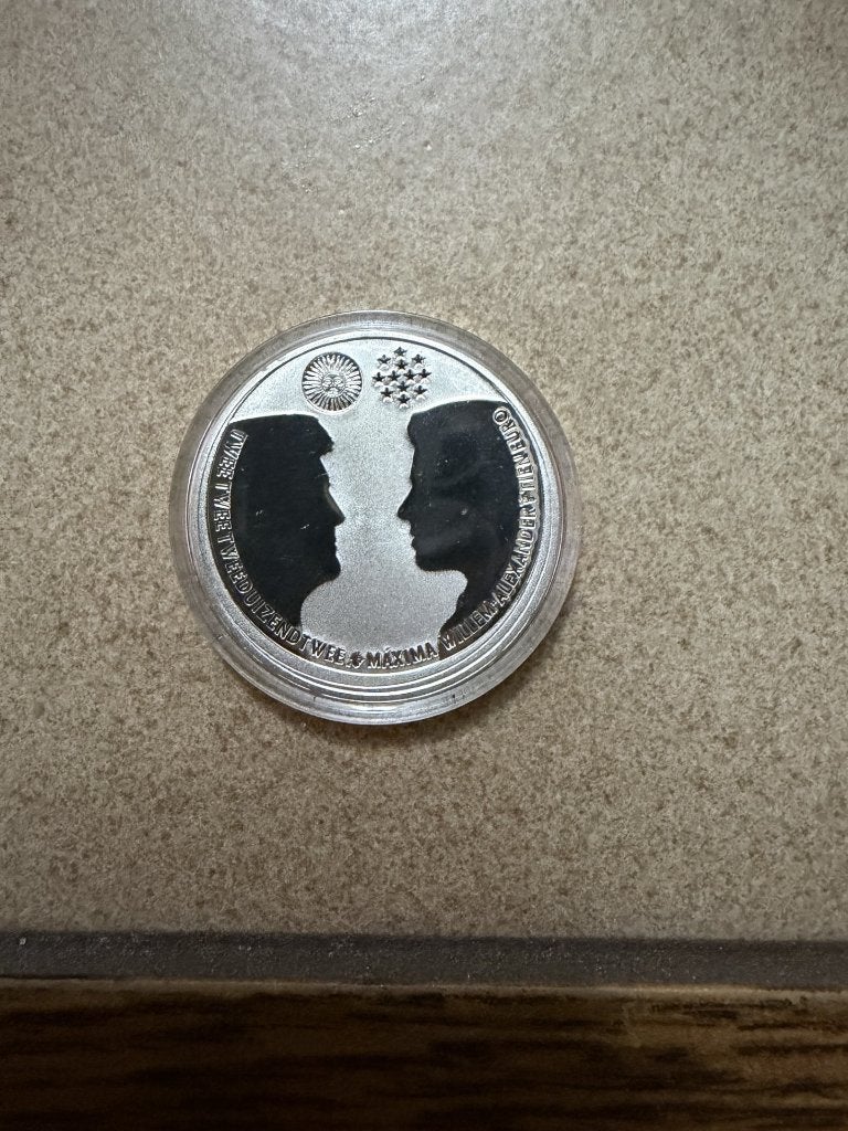 Huwelijks zilveren munt 10 euro proof, Overige landen, Ophalen of Verzenden, Geboorte of Huwelijk, 10 euro