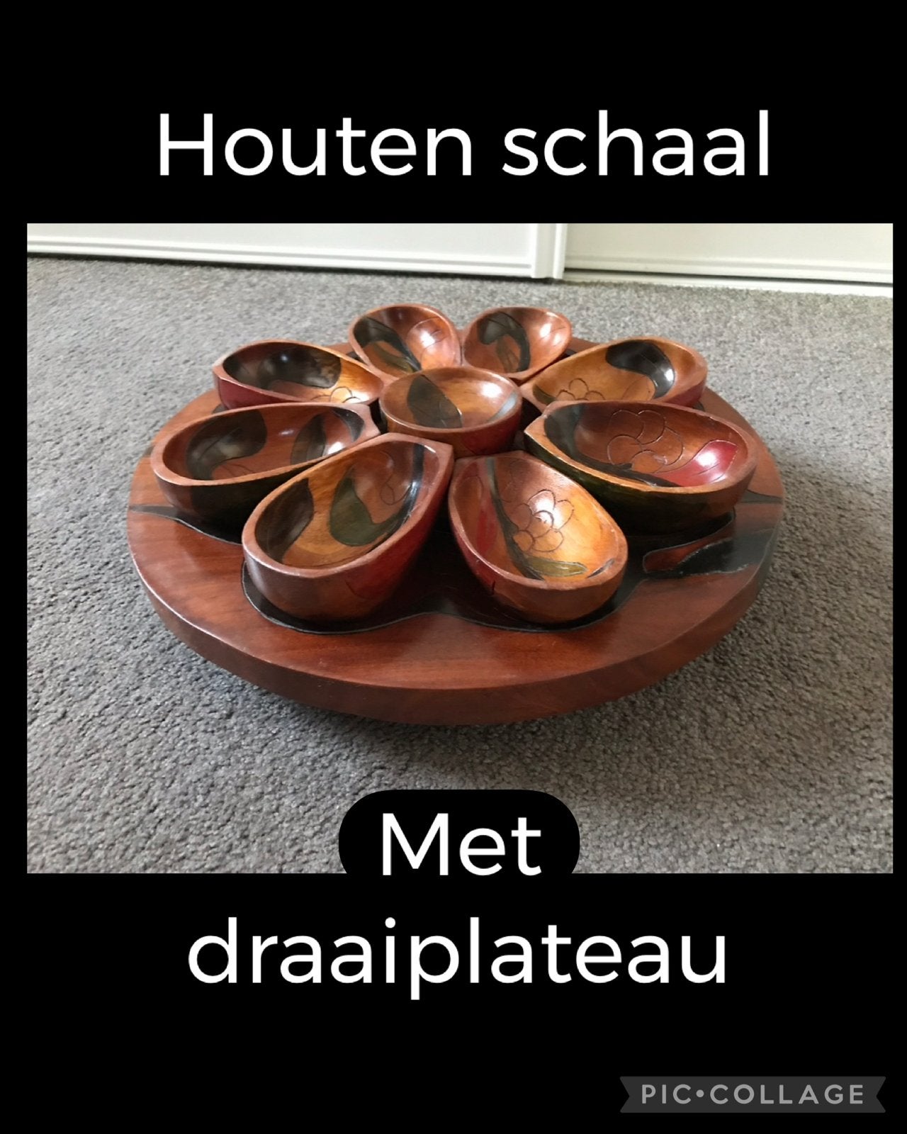 Houten schaal met draaiplateau, Antiek en Kunst, Ophalen of Verzenden