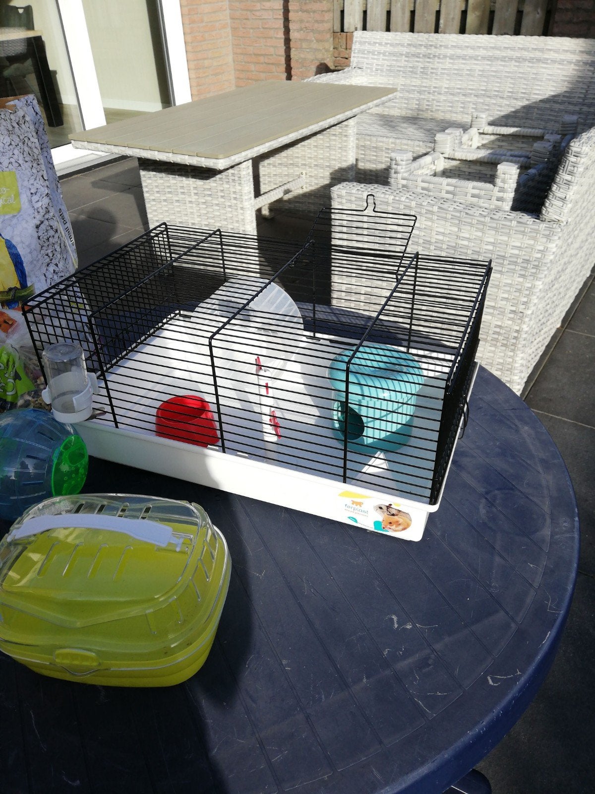 hamsterkooi met toebehoren, Dieren en Toebehoren, Ophalen, Gebruikt, Loopwiel of Rad