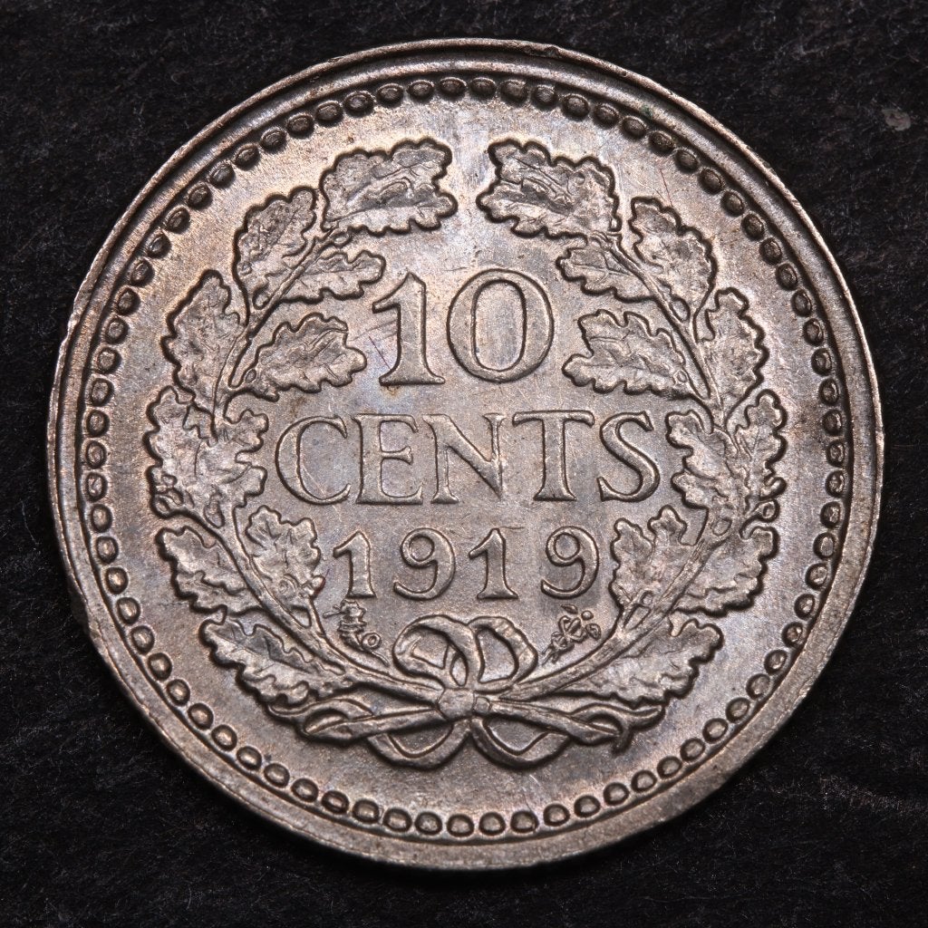 10 cent 1919. Unc. (P), Zilver, Ophalen of Verzenden, 10 cent, Koningin Wilhelmina