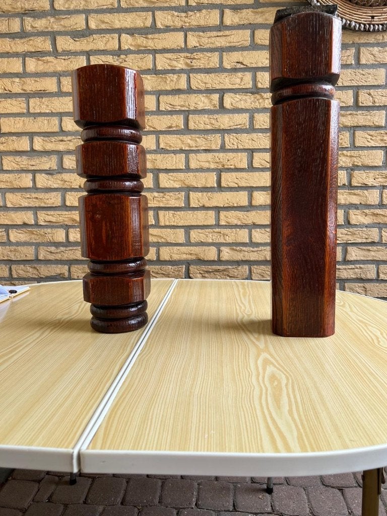 Eiken poten van bankstel en fauteuils, Huis en Inrichting, Banken | Bankstellen, Ophalen, Gebruikt, 75 tot 100 cm, Minder dan 150 cm