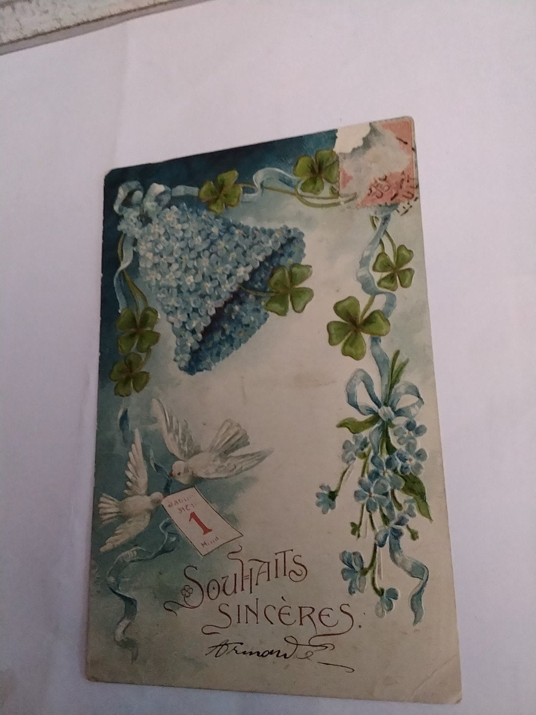 Antieke Franse Ansichtkaart - Souhaits Sincères, Verzamelen, Ophalen of Verzenden