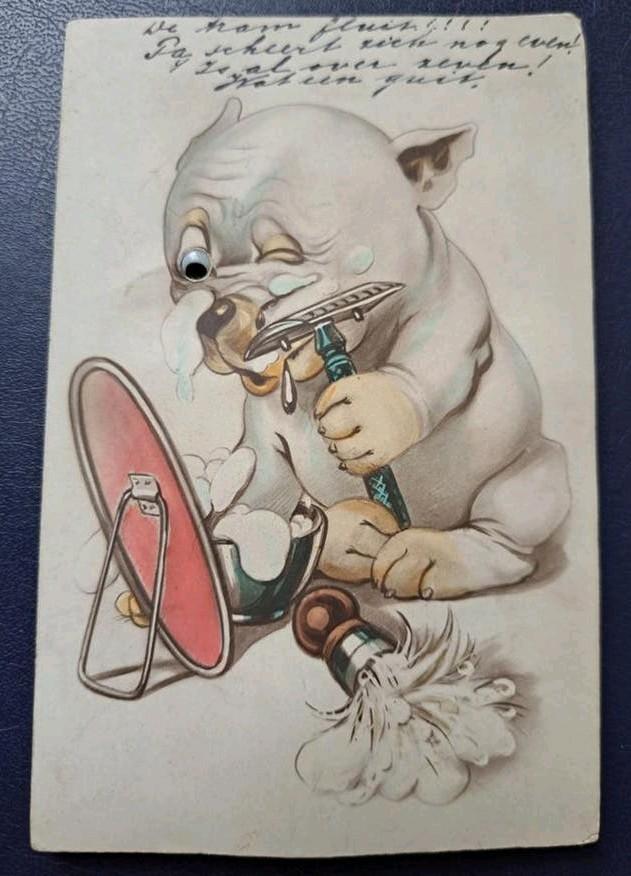 Bonzo the dog. Met gedicht. Zeer oud. Toppunt van vintage., Ophalen of Verzenden, Voor 1920, Gelopen, Overige thema's