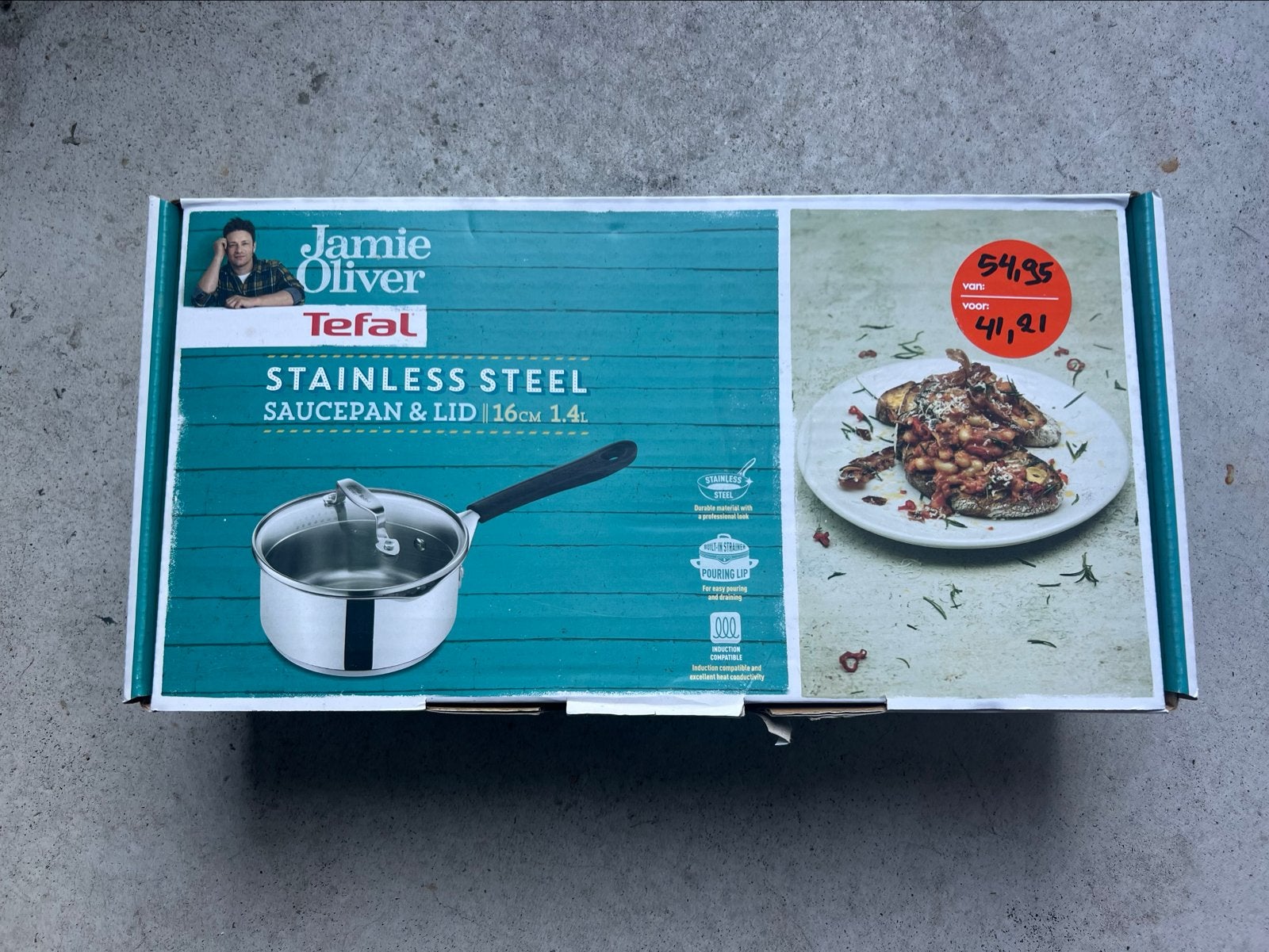 Jamie Oliver by Tefal RVS Steelpan met Deksel 16cm 1.4L, Overige typen, Ophalen of Verzenden, Metaal, Overige merken