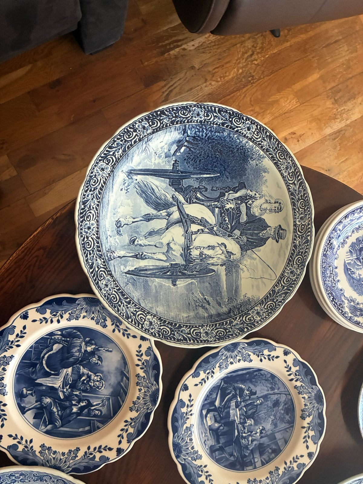 Antiek Delfts Blauw Servies - Diverse Borden, Antiek en Kunst, Ophalen