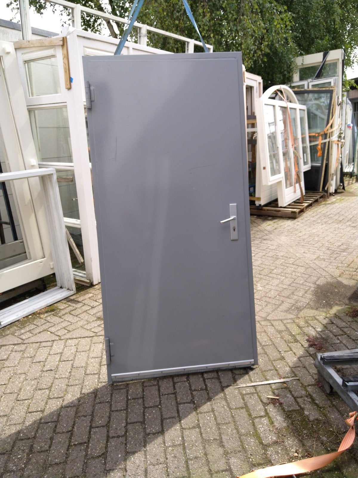 staal kozijn met dichte deur, 100 tot 120 cm, Gebruikt, 215 cm of meer, Ophalen of Verzenden