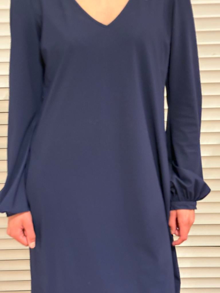 La Dress by Simone rechte jurk XS - kreukvrij, Blauw, Ophalen of Verzenden, Knielengte, Maat 34 (XS) of kleiner