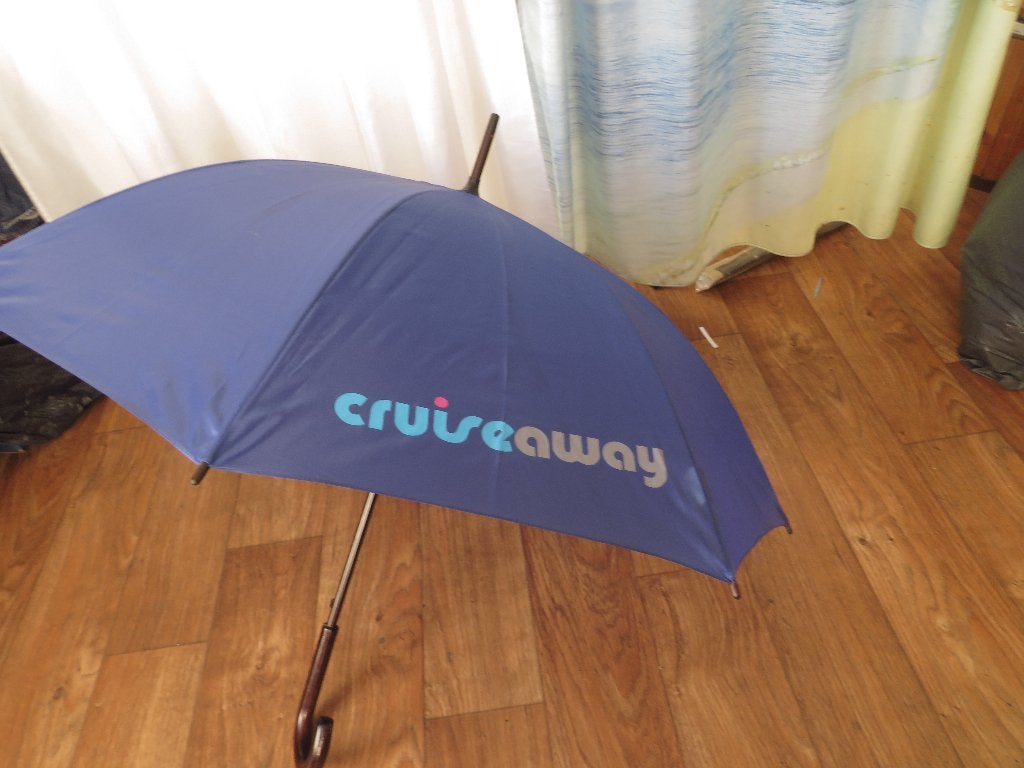 blauwe cruiseaway paraplu, Ophalen, Gebruikt, Blauw