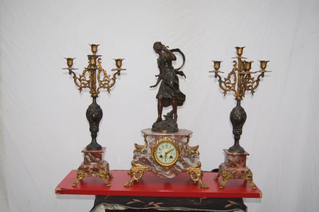 Klokstel  met Kandelaren, Ophalen of Verzenden