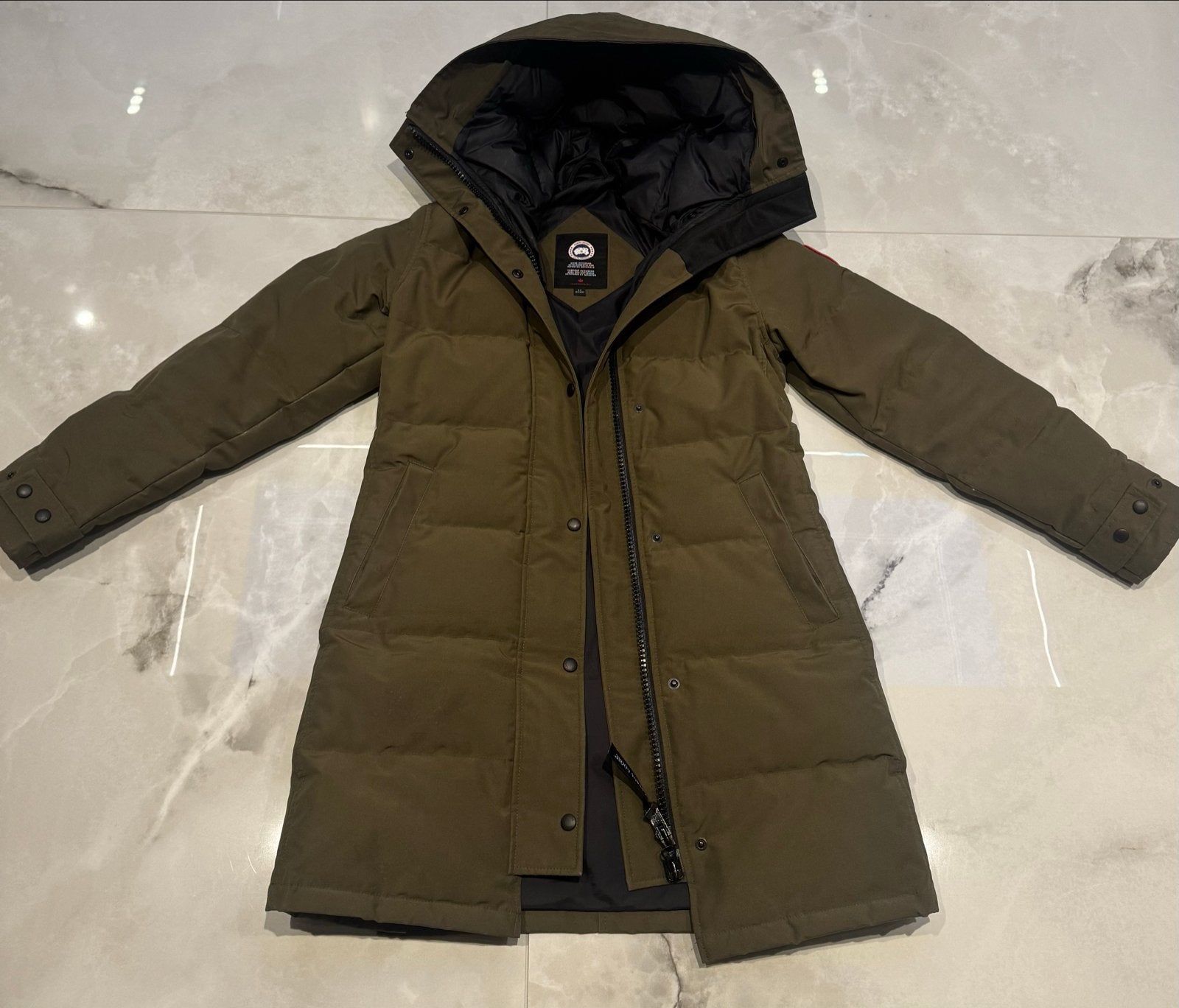 Canada Goose Chelsea Parka Military Green Maat S/P, Ophalen of Verzenden, Zo goed als nieuw, Maat 36 (S), Groen