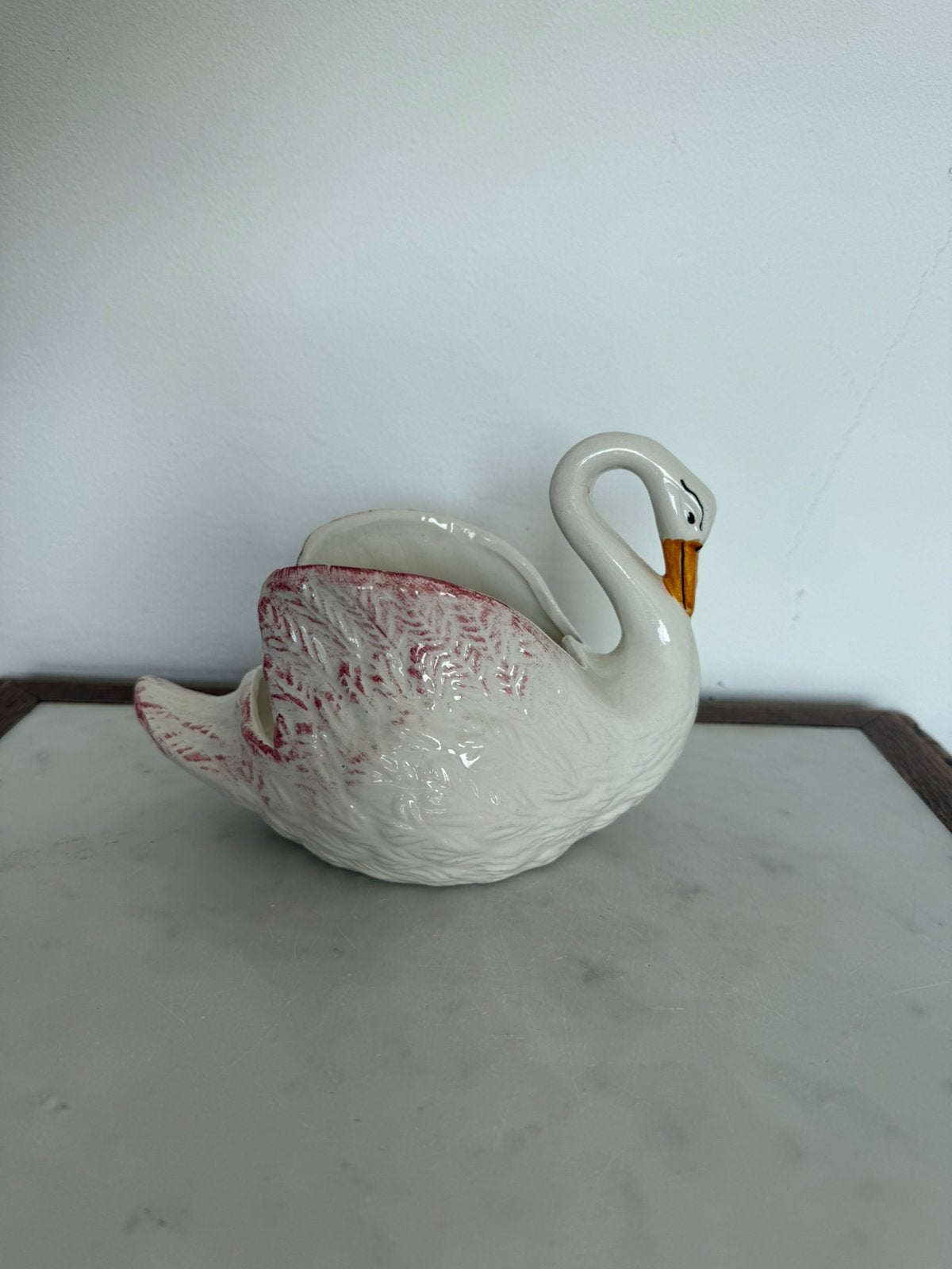 Prachtige en authentieke vintage Italiaanse keramieken zwaan, Ophalen of Verzenden