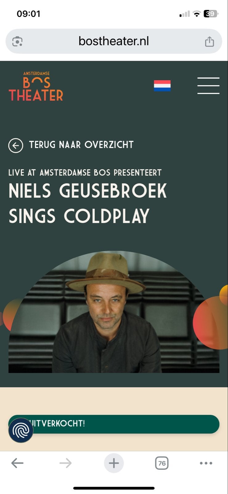 Twee kaartjes Niels Geusebroek Coldplay vrijdag 17 juli, Twee personen, Juli