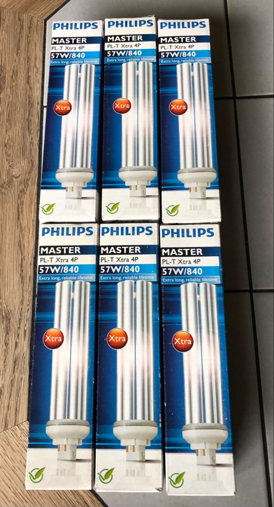 Philips Master PL-T Xtra 4P Spaarlamp 57W/840 Dimbaar, Nieuw, Overige fittingen, Spaarlamp, Dimbaar