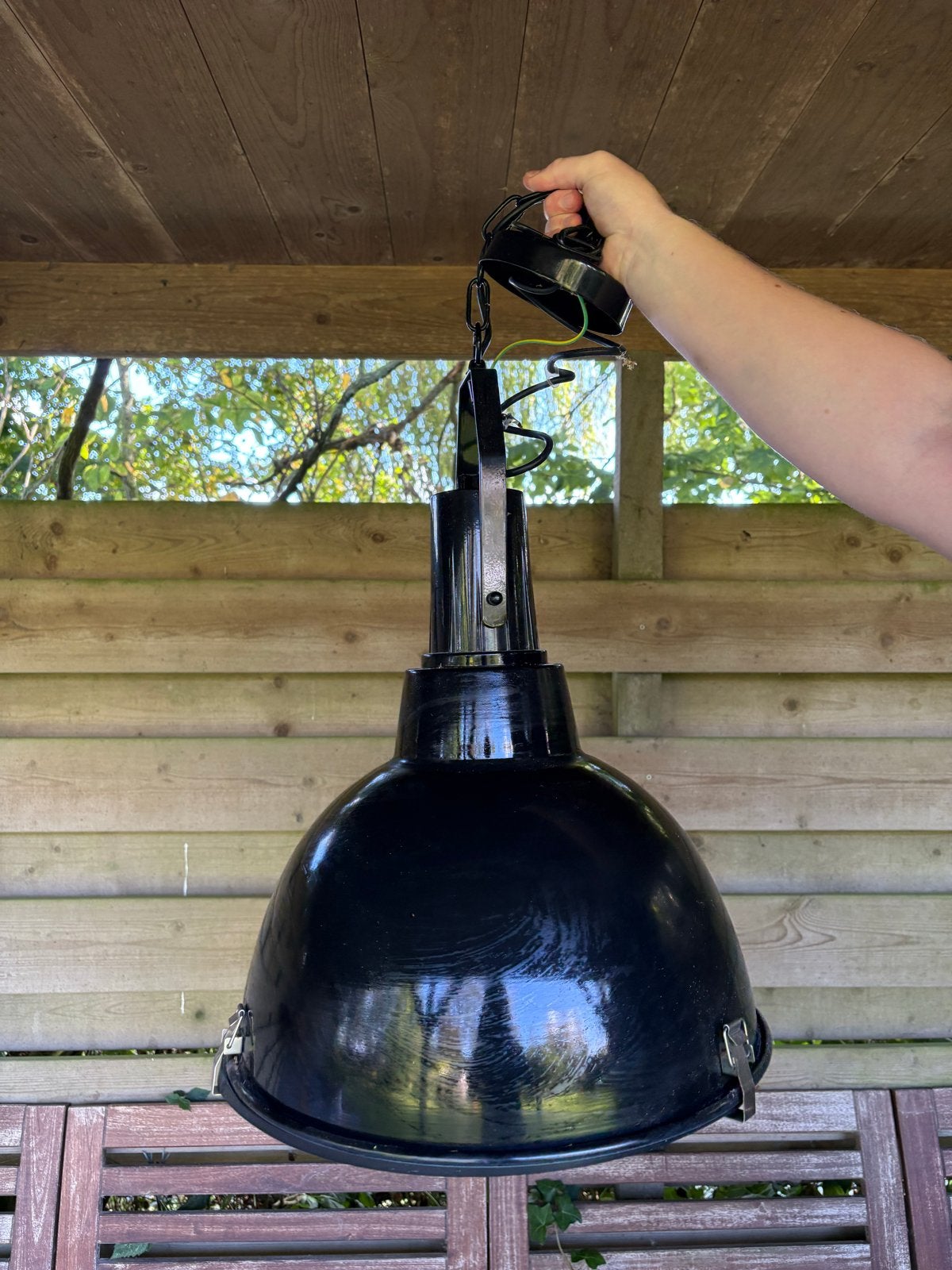 Zwarte metalen hanglampen - Set van 2, Huis en Inrichting, Ophalen, Gebruikt, Metaal