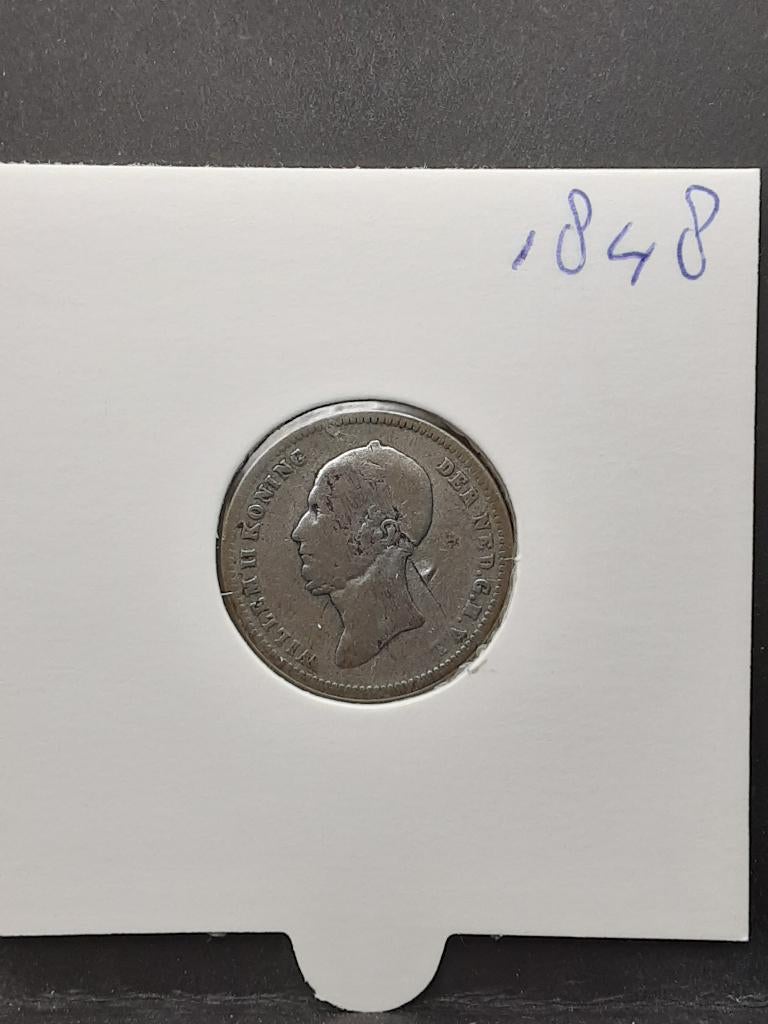 25 cent 1848 Koning Willem II, Postzegels en Munten, Munten | Nederland, Zilver, 25 cent, Ophalen of Verzenden, Losse munt