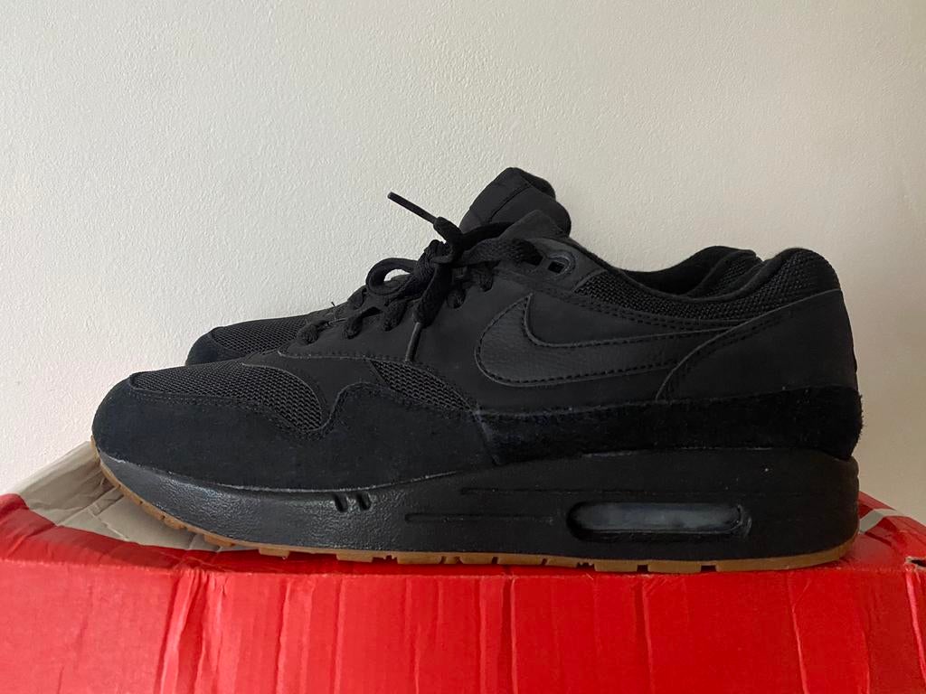 Nike Air Max 1 Black Gum 47,5, Kleding | Heren, Ophalen of Verzenden, Gedragen, Zwart