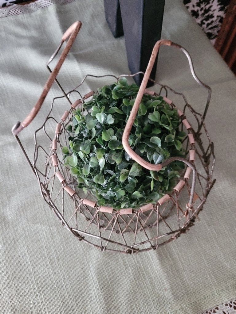 Vintage metalen eiermandje, uienmandje voorraadmandje, Heikant 21 Kaatsheuvel, Overige typen, Belle Vieille Brocante, Ophalen of Verzenden