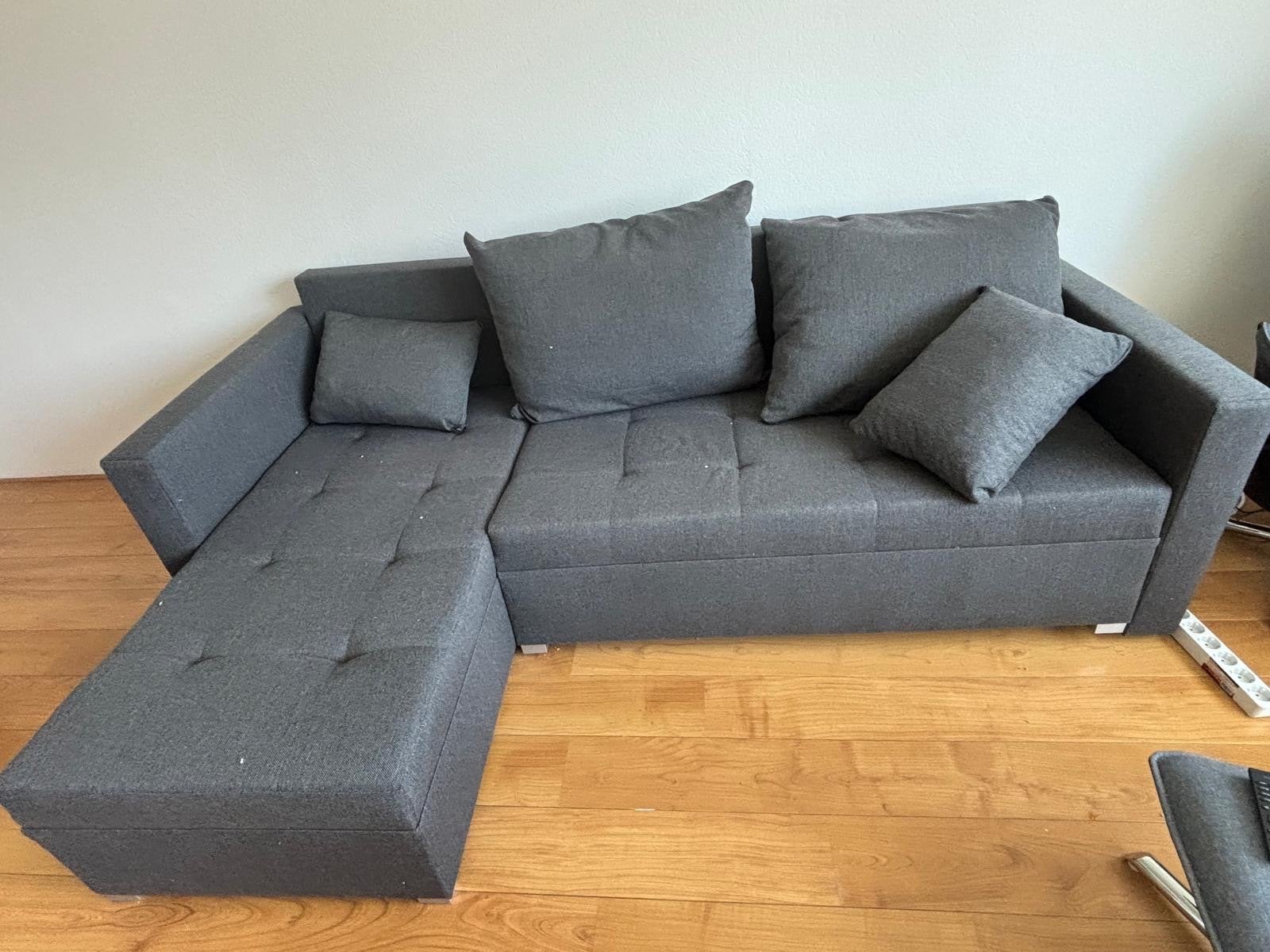 NIEUW! Grijze hoekbank met opbergruimte en slaapfunctie, Huis en Inrichting, Banken | Bankstellen, Ophalen, 125 tot 150 cm, Hoekbank