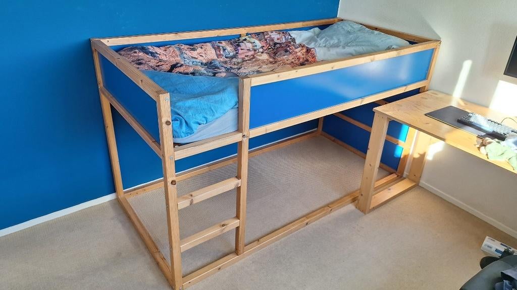 Ikea Kura omkeerbaar bed 90x200cm met tent, Ophalen, 85 tot 100 cm, Zo goed als nieuw, Hoogslaper of Stapelbed