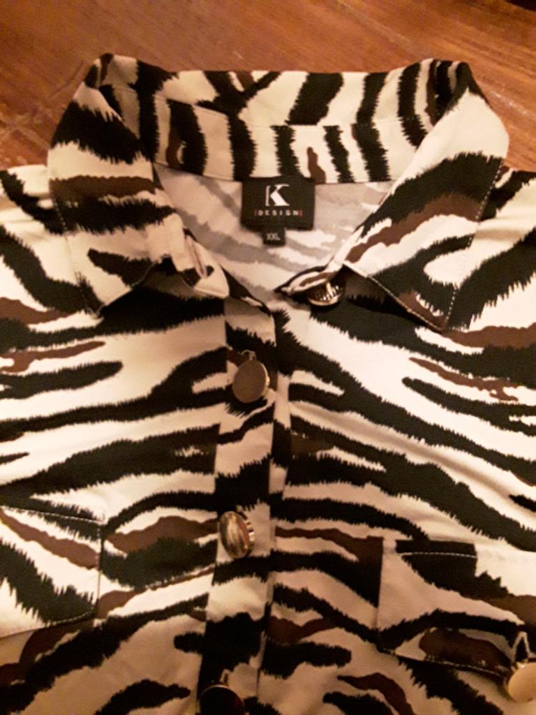 Zwart/wit/bruine K-Design blouse mt XXL, K-design, Ophalen of Verzenden, Zo goed als nieuw