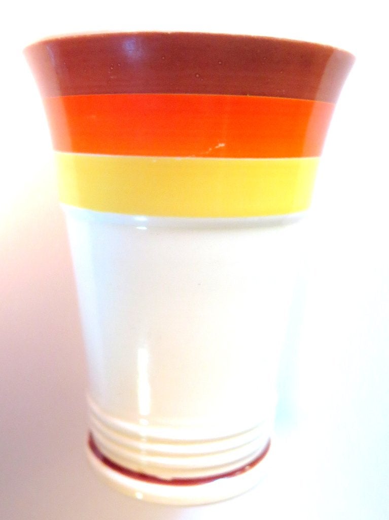 BEKER - SOCIETE CERAMIQUE, geel/oranje/bruine biezen, ca. 1, Antiek en Kunst, Ophalen of Verzenden