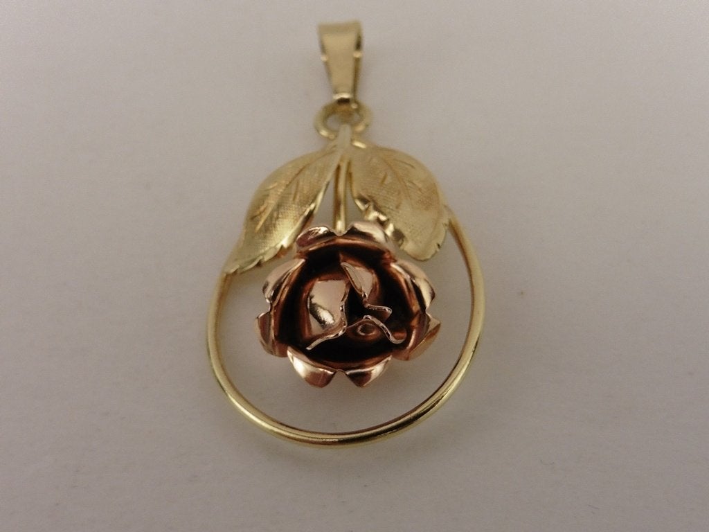 Gouden Teka hanger roosje                               G96, Gebruikt, ., Ophalen of Verzenden, .