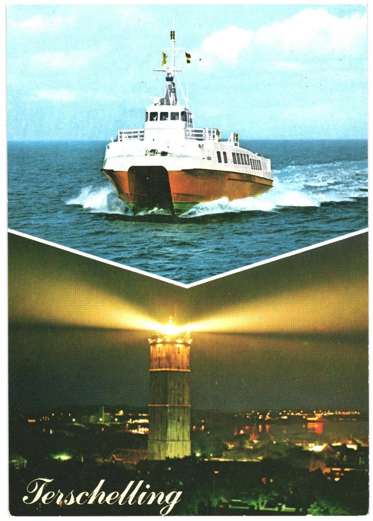 43823 Terschelling jr 70 Veerboot Vuurtoren _ Onbeschreven, Ophalen of Verzenden, 1960 tot 1980, Ongelopen, Waddeneilanden