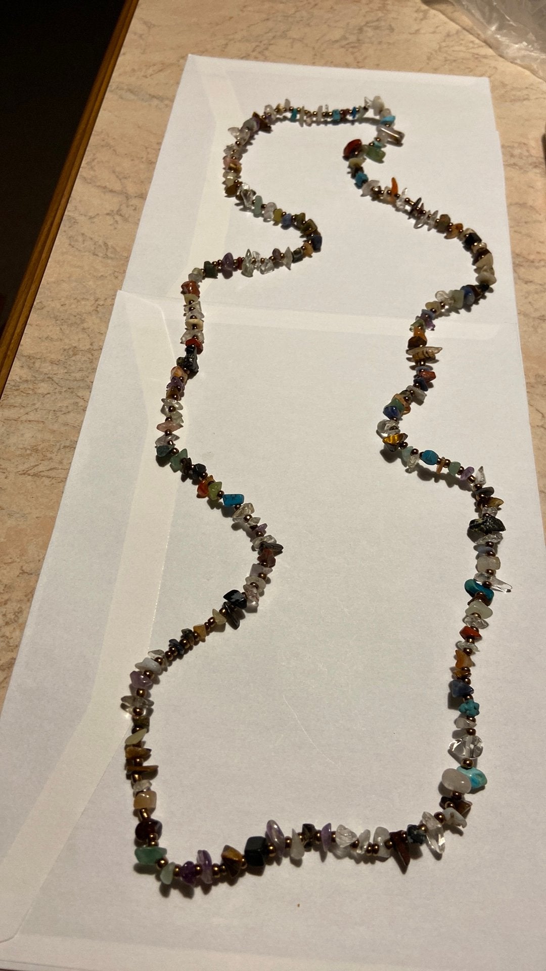 Ketting edelsteen 90 cm lang., Sieraden, Tassen en Uiterlijk, Antieke sieraden, Ophalen of Verzenden, Overige materialen, Ketting
