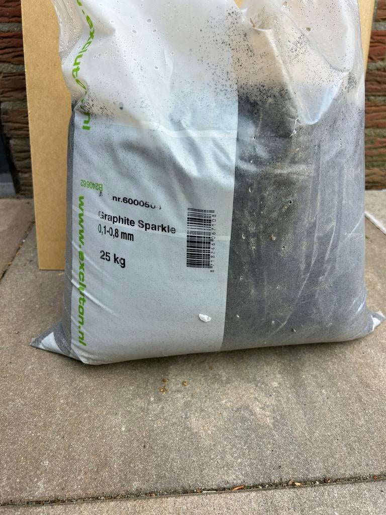 Stonewish Graphite sparkle 0,1-0,8 mm - zak 25 kg inveegzand, Tuin en Terras, Zand, Ophalen, Zo goed als nieuw, Voegzand