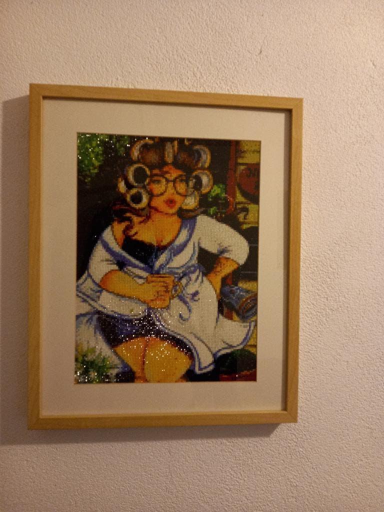 dikke dame ingelijst, Ophalen, Minder dan 50 cm, Zo goed als nieuw, Schilderij