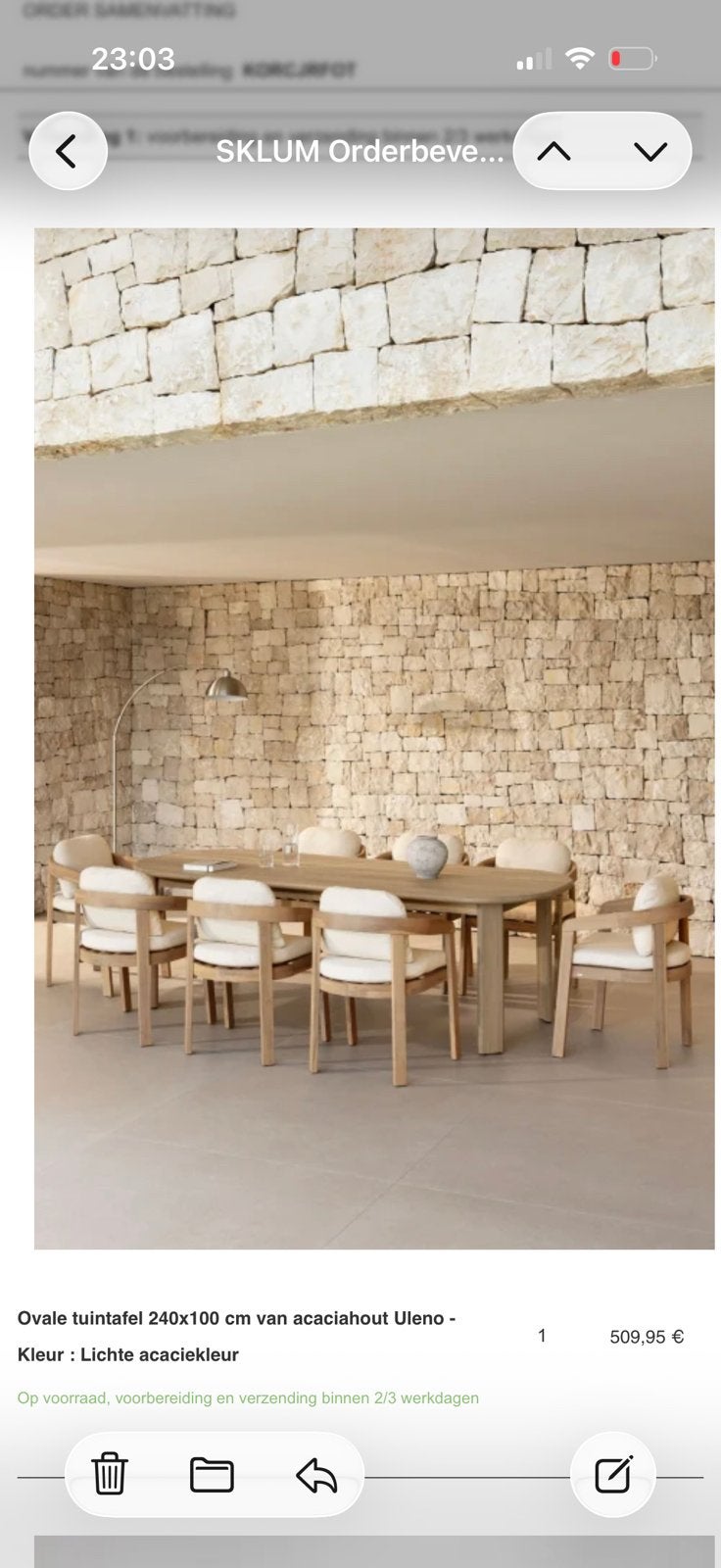 SKLUM Uleno ovale eettafel 240x100 cm, Tuin en Terras, Ophalen, Rechthoekig