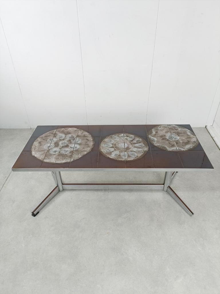 Vintage salontafel tegeltafel #Rotundumvintage, Huis en Inrichting, Ophalen of Verzenden, Zo goed als nieuw