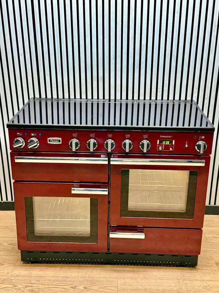 Luxe Falcon INDUCTIE Cranberry 5 zones & 3 ovens 110 cm, Fornello Esperta, Ophalen of Verzenden, Zo goed als nieuw, Energieklasse A of zuiniger