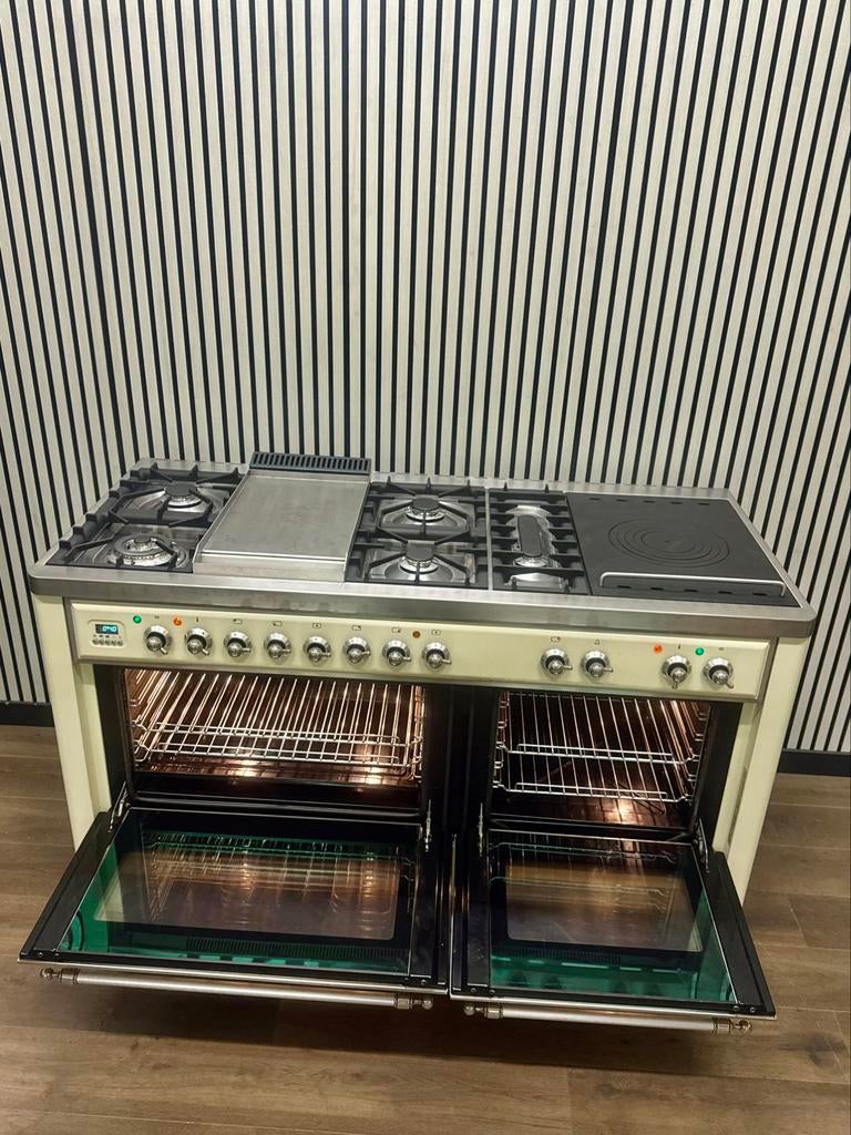 Luxe Fornuis Boretti Majestic 7 pits Incl. Afzuigkap 150 cm, Fornello Esperta, Grill, Ophalen of Verzenden, Zo goed als nieuw