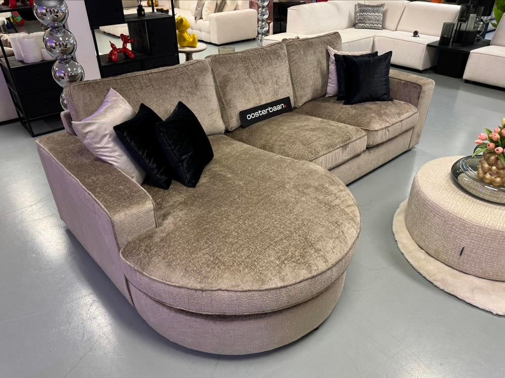 Luxe Teddy Velvet Loungebank Lio 170x295cm Khaki NIEUW Uniek, 250 tot 300 cm, Info@oosterbaanwonen.nl, Venus 31 8448CE Heerenveen