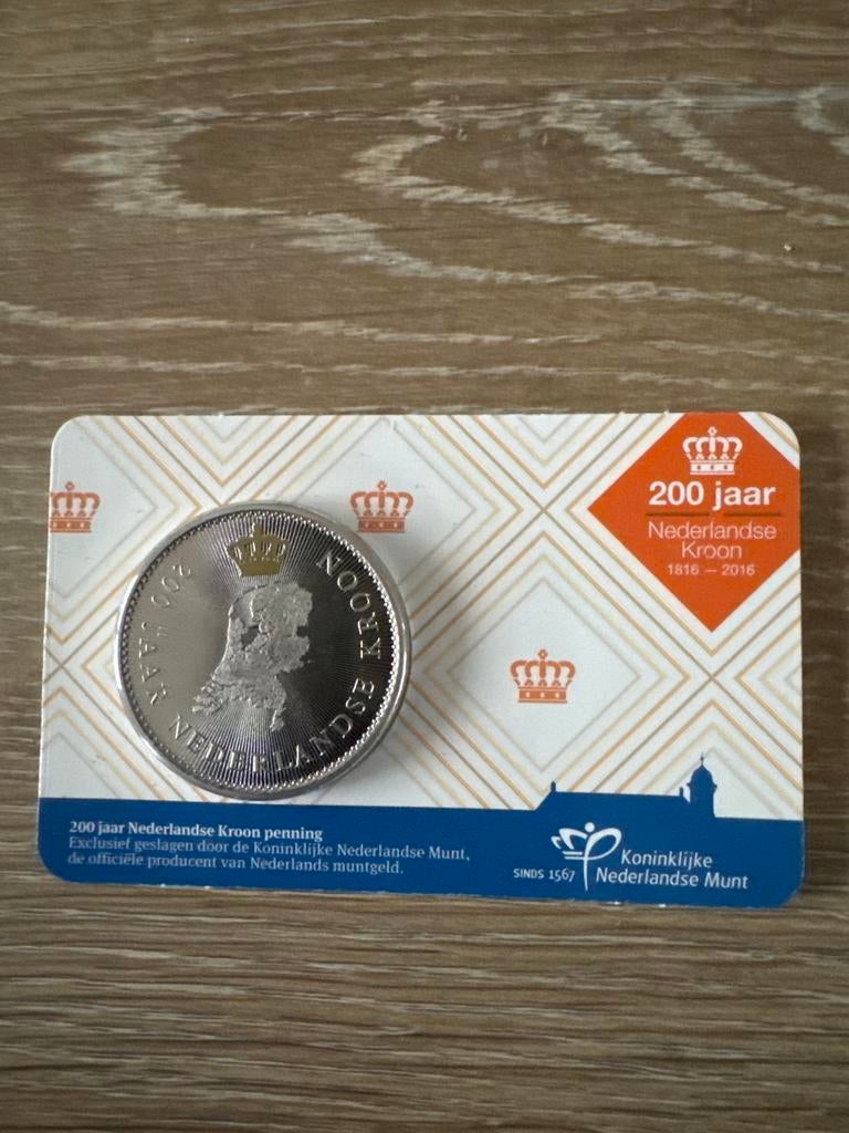 200 Jaar Nederlandse Kroon penning, Postzegels en Munten, Munten | Nederland, Zilver, Koning Willem I, Losse munt, Overige waardes
