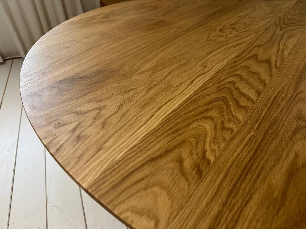 € 1.995,- joET - RONDE eiken Tafel met Zwitserse rand, Ophalen, 100 tot 150 cm, Klassiek, 150 tot 200 cm