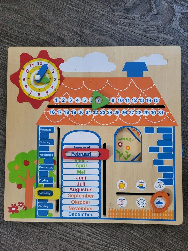 Houten Leerbord Jaargetijden/Weer - Educatief Speelgoed, Ophalen of Verzenden, Gebruikt, Taal en Lezen