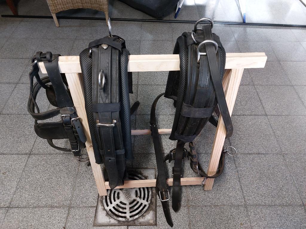 Ideal zwart lederen tweespan tuig maat full, Dieren en Toebehoren, Paarden en Pony's | Hoofdstellen en Tuigage, Ophalen, Zo goed als nieuw
