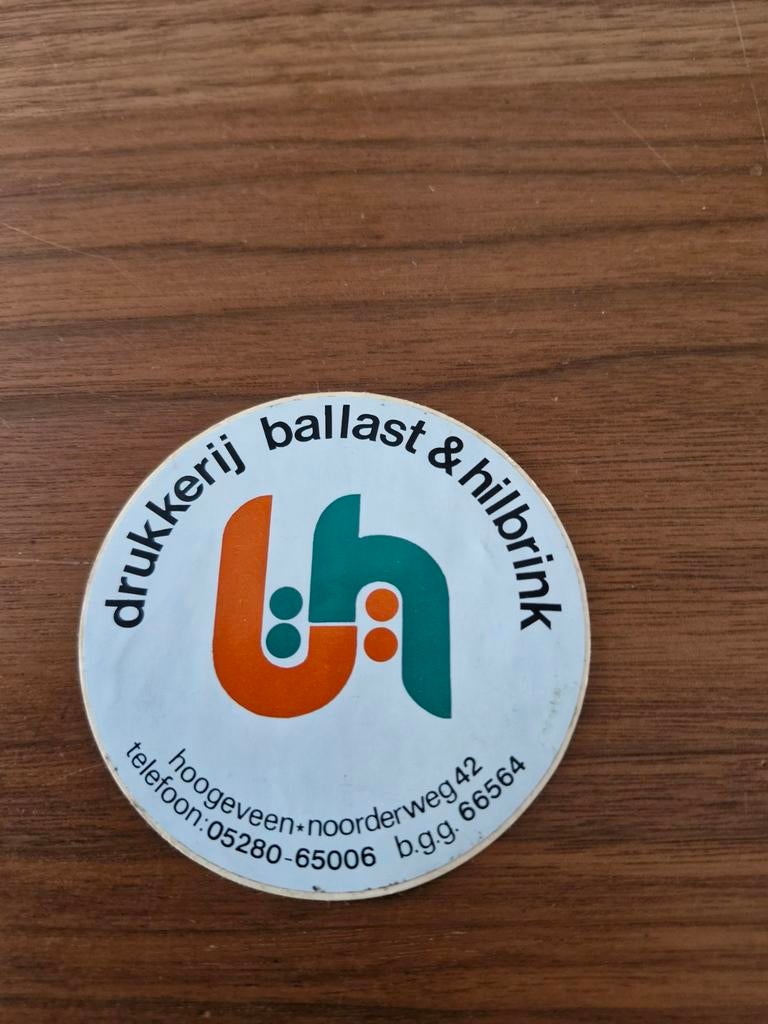 5179 Vintage Drukkerij Ballast & Hilbrink Reclame Sticker, Ophalen of Verzenden, Gebruikt