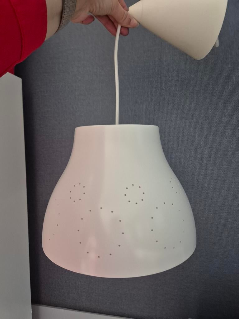 Witte hanglamp met patroon, Kunststof, Ophalen of Verzenden, Zo goed als nieuw, Modern